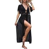 Evolyline Damen Sommer Bikini Cover up Badeanzug Maxi Strandkleid Damen Lang, Boho Kimono Lang Strand Cardigan, Leichte Strickjacke Beachwear Beach Maxi Dress