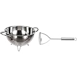 WMF Gourmet Sieb Edelstahl 24 cm, Seiher mit Standfüßen & Profi Plus Kartoffelstampfer 28,5 cm, Cromargan Edelstahl teilmattiert, spülmaschinengeeignet