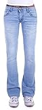 Damen Bootcut Hosen Hüftjeans Jeans Schlagjeans schwarz Schlag-Hose-n Damenjeans Damen-Hose-n Jeans-Hose-n Hüft-Hose-n Niedrige-r Leib-Höhe Bund Stretchjeans Stretch-Hose-n Hellblau Gr Größe XL 42