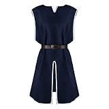 2025 Herbst Winter Herren Mittelalter Kostüm Halloween Tunika Shirts Mittelalter Schnürhemd Bluse Tops Cosplay Tunika Kostüm Weste Tanks Sportmäntel für große Männer, dunkelblau, L