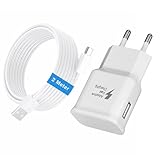 USB Ladegerät 15W, USB C Ladekabel, Schnellladegerät mit 2M Schnellladekabel Typ-C, Fast Charger für Samsung Galaxy S22 S21 S20 S10 S9 S8 A16 A15 A14 A25 A36 A35 A05s A06, Tablet Netzteil Adapter