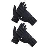 GUTERTOP 2 Paare Thermo Handschuhe Fahrrad Winter, Strickhandschuhe Damen Herren, Wärmende Handschuhe Winter mit Winter Thermo Touchscreen Fleece-Futter