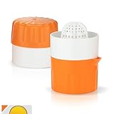 Börner Saftpresse • Zitruspresse für frische Obst- & Gemüsesäfte • Entsafter mit Saftbehälter • Orangenpresse & Zitronenpresse manuell • Handpresse • Fruchtpresse • Farbe: Orange