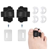 ZOCONE Hammerzehen Korrektur 2 Stück Schwarz Zehenpolster Hammerzehen mit 4 Silikon Zehenspreizer Kleiner Zeh, Zehenbandage Hammerzeh Schiene mit Aluminium Damen Herren Hammerzehenpolster Universal