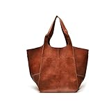 NICOLE & DORIS Frauen Tasche Groß Schultertasche Shopper Weiche Ledertasche Leichte Tote Tasche Hobo Handtasche Gross Umhängetasche Faltbare Tragetasche Braun