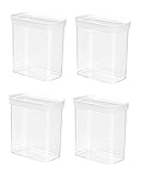 Emsa 4er Set Stapelbare Vorratsdose für Trockenvorräte, Volumen 1.6 Liter, Rechteckig, Weiß/Transparent, Optima 513558 x 4