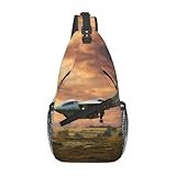rannsut Aircraft Fighter Jets Print One Shoulder Chest Bags Gym Sport Travel Hiking Daypack for Men And Women Black, One Size