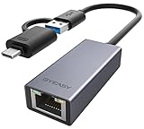 BYEASY USB C Ethernet Adapter Gigabit USB LAN Adapter USB zu RJ45 10/100 / 1000 Mbps Aluminium Treiberfrei Netzwerkadapter für MacBook Pro/Air, iPad Pro, iMac, XPS, Surface Pro, Notebook Laptop usw.