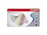 STABILO - Aquarell-Buntstift - aquacolor - 12er Metalletui - mit 12 verschiedenen Farben