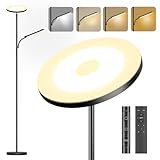 Stehlampe Wohnzimmer Dimmbare - 42W Deckenfluter mit Leselampe, LED Deckenfluter mit 2700K-6500K Farbtemperatu, Moderne Standleuchte mit Fernbedienung & Touch-Steuerung, für Wohnzimmer Schlafzimmer