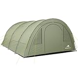 CampFeuer Zelt Multi für 4 Personen | 5000 mm Wassersäule | Olivgrün | Tunnelzelt mit riesigem Vorraum, Campingzelt mit Bodenplane und versetzbarer Vorderwand | Gruppenzelt, Familienzelt