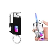 Winddichtes Multifunktions-Butanfeuerzeug mit Jet-Flamme aus Metall, tragbarer Schlüsselanhänger, sichtbare, einstellbare Flammengröße, geeignet for Camping im Freien und Backen (Butangas nicht im Lie