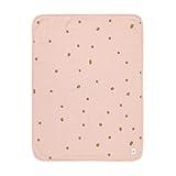 LÄSSIG Mull Babydecke Krabbeldecke Kuscheldecke GOTS zertifiziert/Muslin Blanket 75 x 100 cm Dots powder pink