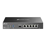 TP-LINK ER7206 6 Port Dual/Multiple WAN VPN Router(bis zu 4 Gigabit WAN Ports,1*SFP Port, hochsicheres VPN, Omada SDN, zentrales Management, Firewall) schwarz, ideal für Büronetzwerk