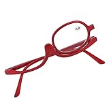 Augen Make-up Lesebrille, Make Up Brille, Lesebrille für das Rechte Auge Faltbare Damen Lesebrille Austauschbare Linsen Leicht (rot) (+2.50)