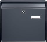 BURG-WÄCHTER Briefkasten ohne Zeitungsfach mit Namensschild, Verzinkter Stahl, Einwurf-Format DIN C4, 2 Schlüssel, Mannheim 62020 ANT, Anthrazit