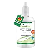 Fairvital | Vitamin K2 MK-7 Tropfen 100µg - 30ml - All-Trans Gehalt mind. 99,5% - Natürlich und fermentiert aus Natto