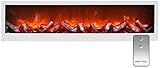 LED Wandkamin Tischkamin Elektrokamin mit realistischer Flammensimulation Feuersimulation Kaminfeuer weiß inkl. Fernbedienung 60x20cm