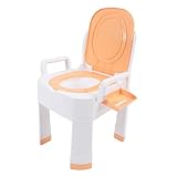 Nachttisch-Toilettenstuhl, Rutschfester Nachttisch-Toilettenstuhl, Abnehmbare Tragbare Klapparmlehne mit Müllbeuteln für ältere Menschen (GOLD)