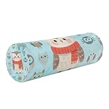 SyXIOP Dekoratives Yoga-Nackenrolle, buntes Eulenkissen, dekoratives rundes Kissen, Zylinder-Memory-Schaum, Nackenstütze fürs Auto, Cojin para el cuello