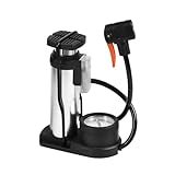 MOLERRI Tragbare Fahrrad-Fußpumpe Hand- und Fußbetriebener Reifeninflator für Fahrräder/Bälle mit Ventil und Externem Druckmesser