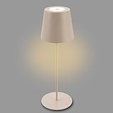 Briloner - LED Tischlampe kabellos mit Touch, dimmbar in Stufen, höhenverstellbar, Nachttischlampe, Leselampe, LED lampe, Campinglampe, Tischleuchte, Akku Lampe, Outdoor Lampe, 36x10,5 cm, Beige