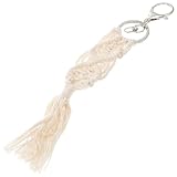 Abaodam Metallic Schlüsselanhänger mit Weißer Quaste Eleganter Anhänger für Taschen und Auto Langlebiges Dekorations accessoire Modischer Charme für Damen und Geschenke