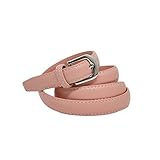 YEHMAN klassischer dünner damen Ledergürtel breite 2 cm Länge 120 cm kürzbar Lachsfarben