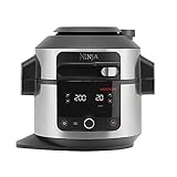 Ninja Foodi Multikocher mit SmartLid, 6L, 11-in-1 Multicooker, Pressure Cooker Schnellkochtopf, Airfryer Heißluftfritteuse, Slow Cooker, Grillen, Backen, Edelstahl, OL550EU