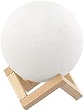 Lunartec Mondlampe: Deko-Mond-Leuchte mit LED, Touchbedienung, Akku, 3 Farben, Ø 15 cm (LED Mond Lampe, Mondlampe, Nachtischlampe)