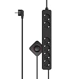 Hama Steckdosenleiste 6-Fach, mit Fußschalter, 3m (Steckdosenleiste mit Schalter, 6 Fach Steckdosenleiste, Mehrfachsteckdose, Mehrfachstecker, mit Berührungsschutz, Schalter beleuchtet, 45°) schwarz