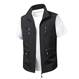 RUMAOZIA Weste Herren Sommer Wanderweste Outdoor Leichte Sommerweste Herrenwesten Mit Vielen Taschen Sport Arbeitsweste Fahrradweste Softshell Ärmellose Anglerweste Dünne Jacke Safariweste