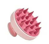 Silikon-Kopfmassagebürste, Wasserdichte Shampoo-Massagebürste mit Weichen Noppen, Haarpflege-Werkzeug (Rosa)