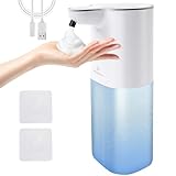 Philorn Seifenspender Automatisch zur Wandmontage, 400ml Elektrischer Schaumseifenspender mit Sensor ohne Bohren Soap Dispenser, 4 Stufen Verstellbar seifenschaumspender IPX5 für Bad Küche Weiß USB-C