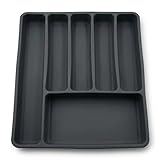 CenviaLuxy Besteckkasten Für Schubladen, Besteckeinsatz Besteckkorb, Aufbewahrungsbox Für Besteck Aus Silikon, 6-Gitter-Design, Für Löffel, Gabeln Und Messer (Ausgenommen Besteck), 40 * 32 * 3.5cm