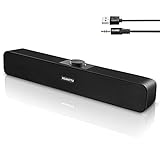 Lautsprecher PC, pc Boxen, 3,5 mm Aux, 2.0 USB 3W*2 Verdrahtet Angetrieben mit 2 Membranen Verdrahtet Soundbar mit Stereo, Lautsprecher für pc, Notebook, Desktop, Laptop, Smartphone