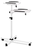 Pronomic PT-6 MKII Beamer- und Projektorwagen Beamertisch Rollwagen Medienwagen für Video-, Dia-, Overhead-Projektoren, Laptoptisch, Notebooktisch (höhenverstellbar, Ablageflächen, neigbar) weiß
