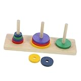 MILISTEN Intelligentes Holzspielzeug Farbenfrohes Hanoi Turm Puzzle für Erwachsene und Kreatives Rätselspiel Problemlösungsfähigkeiten Hochwertiges Sicheres