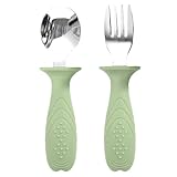 Kinderbesteck Gabel und Löffel | Babybesteck & Essbesteck Set | Lebensmittelechtes Silikon & Edelstahl Besteck, Sicheres Kinderzubehör für Zuhause, Reise & Kita