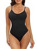 Xnova Damen Shapewear Stringbody Bodysuit, Shaping Body Thong Sculpting Korsett Bauchweg, Tank Top Jumpsuit Figurformender Body Shaper mit Verstellbare Träger (Schwarz, S)