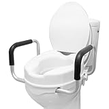 PEPE Mobility - Toilettensitzerhöhung mit Armlehnen 10cm, WC Sitzerhöhung mit Deckel, Toilettenaufsatz Erwachsene Weiß