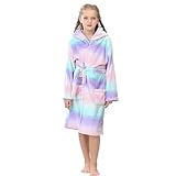 V.&GRIN Mädchen-Fleece-Bademantel, weicher Fuzzy-Bademantel mit Kapuze für Kleinkinder von 3–14 Jahren (Galaxy 3–4)