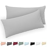 Twinzen® Kissenbezug 40x80 (2er-Set) - 100% Jersey Baumwolle 150 GSM Kissenbezüge - Grau - Für Kissenbezüge 40x80 cm - Kissenhülle - Kissenbezug mit Reißverschluss - Oeko-Tex Zertifiziert