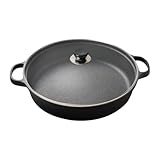 Antihaftbeschichtete Bratpfannen – Induktions-Gusseisen-Grillpfanne mit transparentem Deckel, runde Pfanne mit wärmeisolierendem Griff, Küchen-Kochgeschirr für Pfannkuchen, Steak, Ei, Abendessen