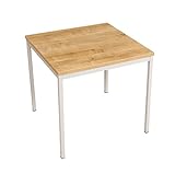 furni24 Schreibtisch-Stahl 80x80x75cm, Eiche, TÜV/GS-Einfache Montage, Arbeitstisch, Bürotisch, Küchentisch, Esstisch, Druckertisch Büro-Möbel Arbeitszimmer Computertisch Gaming-Tisch Mehrzwecktisch