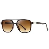 kimorn Retro Sonnenbrille für Damen Herren Trendy Retro Sonnenbrille Rechteck Rahmen Schatten K1649 (Schildkröte/Braun)