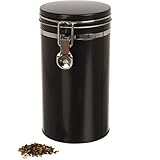 Rimoco Kaffee Vorratsdose schwarz mit Bügel-Verschluss und Deckel mit Gummidichtring | Höhe: 20 cm, Ø 10,4 cm | Dosen Material: Weißblech | BPA-frei und lebensmittelecht