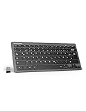 TECKNET Slim Kabellose Tastatur, Deutsches Layout QWERTZ, 2.4 GHz, 78 Tasten Mini Wireless Tastatur mit Nano USB Empfänger für Windows 11/10/8/7/Vista/XP and Android Smart TV - Grau