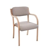 Moderner Esszimmerstuhl aus Massivholz - Stapelstuhl im nordischen Stil für Wohnzimmer, Schlafzimmer, Küche & Büro - Gepolsterter Besucherstuhl für Empfang & Lounge