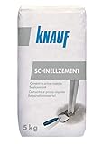 Knauf 4006379012299 Schnellzement, minutenschnell abhärtender Zementmörtel für Ausbesserungen, Befestigungen, mit hoher Früh- und Endfestigkeit, frost- und witterungsbeständig, Zementgrau, 5 kg